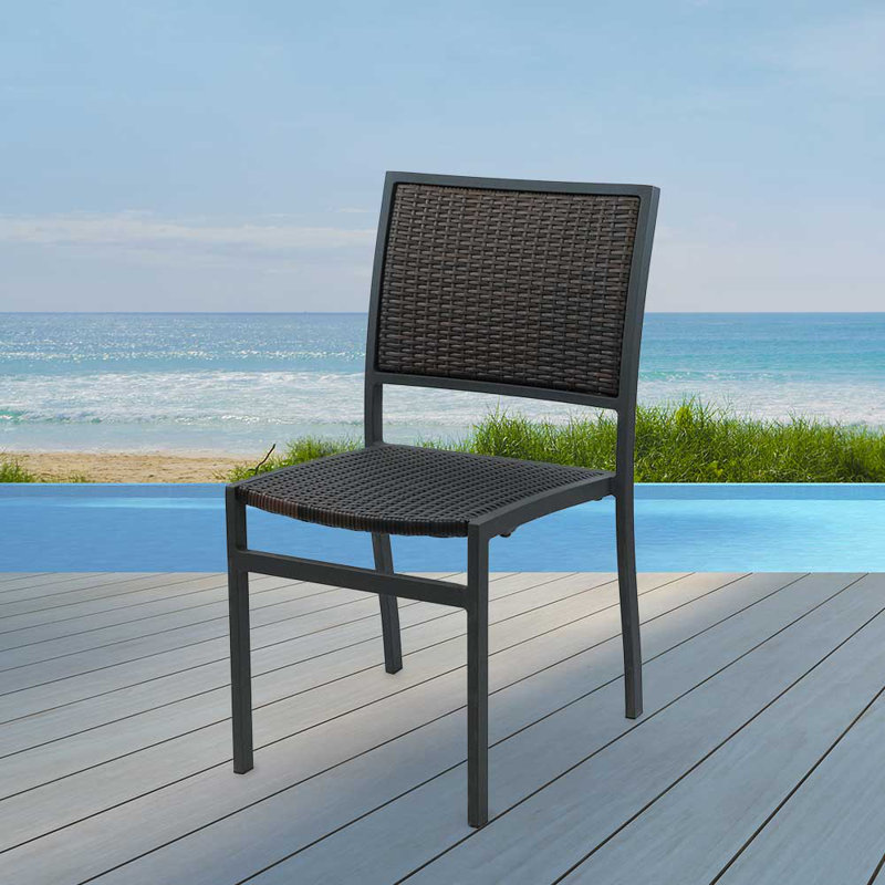 Chaise de patio empilable Hermosa, Brun