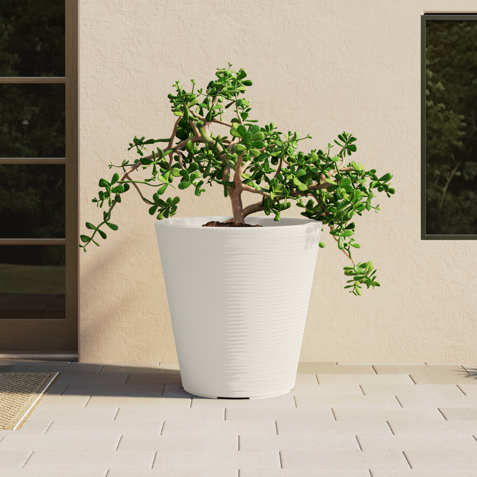 Madison Indoor/Outdoor Modern Round Planter, Alpine White, 34" H x 34" W x 34" D