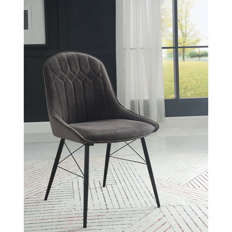 Ensemble de 2 chaises d'appoint en tissu gris foncé et finition noire