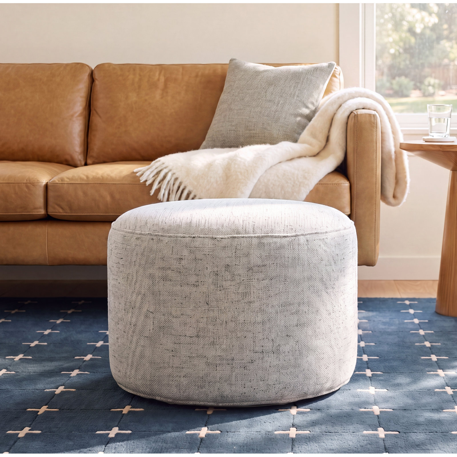 Point 28" Pouffe, Marble