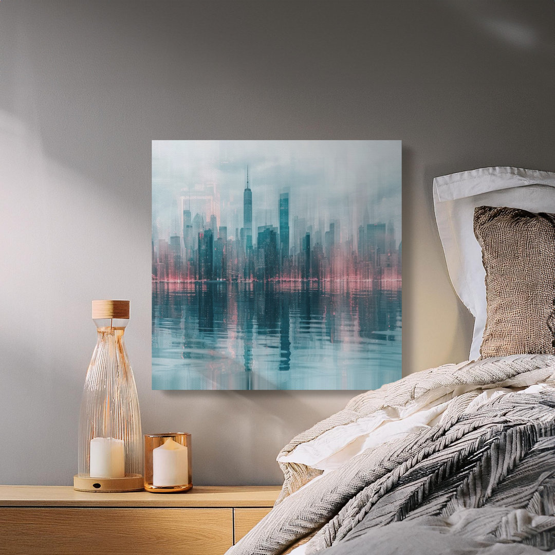 Cityscape Canvas Wall Art, Modern City Reflection, Gallery Wrapped Canvas Print, Ready to Hang, Archival Quality, Statement Piece