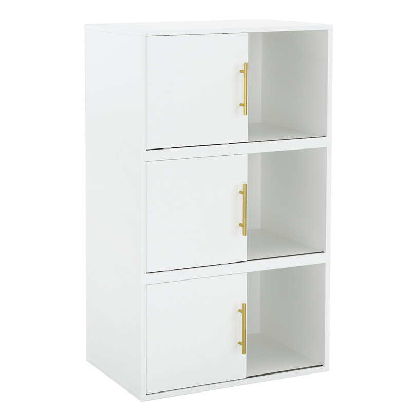 Adavia 3 Pcs Stackable Cubby Storage Organizers With Sliding Door