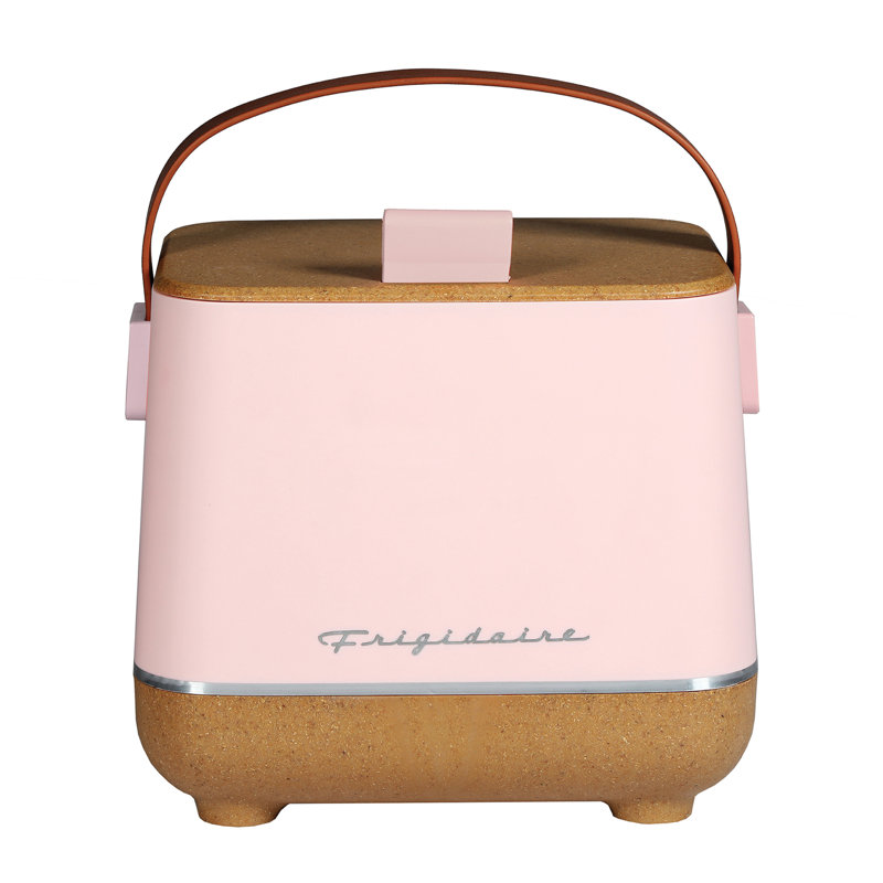 Frigidaire® Top-Opening 6-Can Beverage Insulated Fridge/Cooler, Pink With Cork Detail