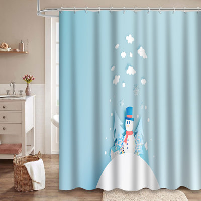 Rideau de douche bonhomme de neige avec 12 crochets
