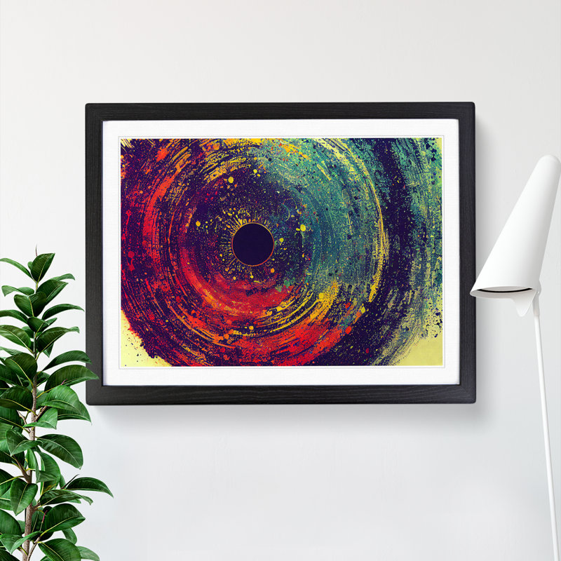 Vinyl Record Abstract Painting Vol.2 - Framed Print, Black, 46cm H x 64cm W x 2cm D