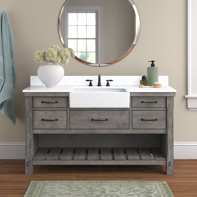 Ensemble de meuble-lavabo simple 60 po Villareal, Gris classique