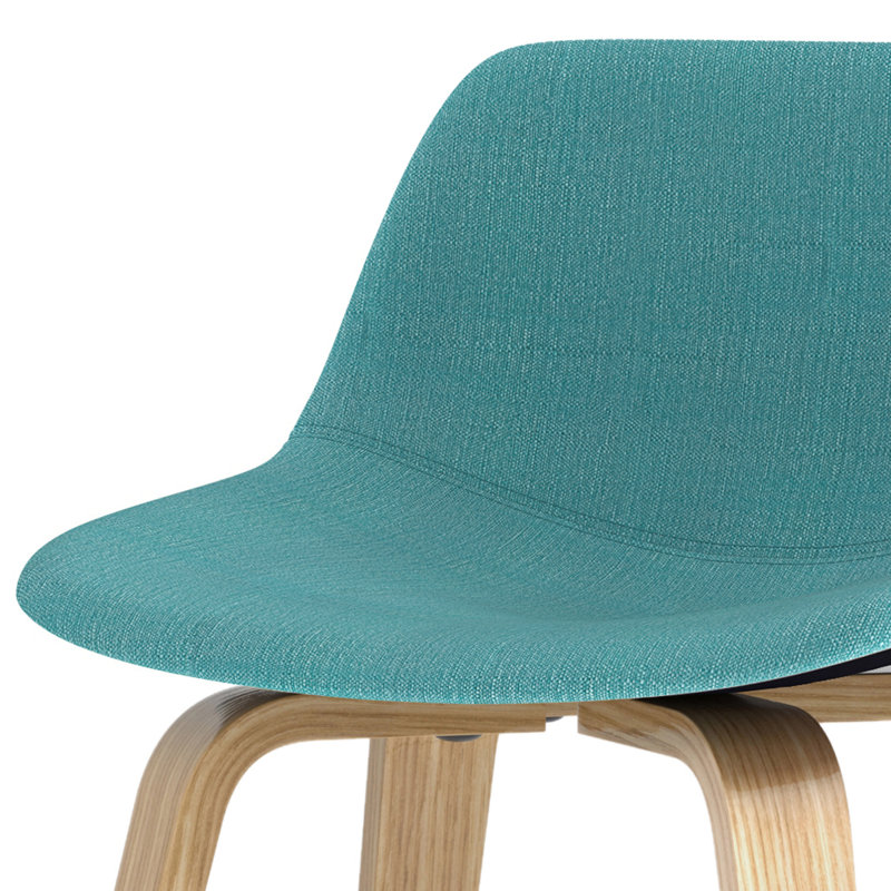 Tabouret de bar et de comptoir Randolph, Tissu aspect lin - Bleu turquoise