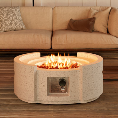 Calzacorto Cylinder Terrazo Propane Smokeless Fire Pit with Lid