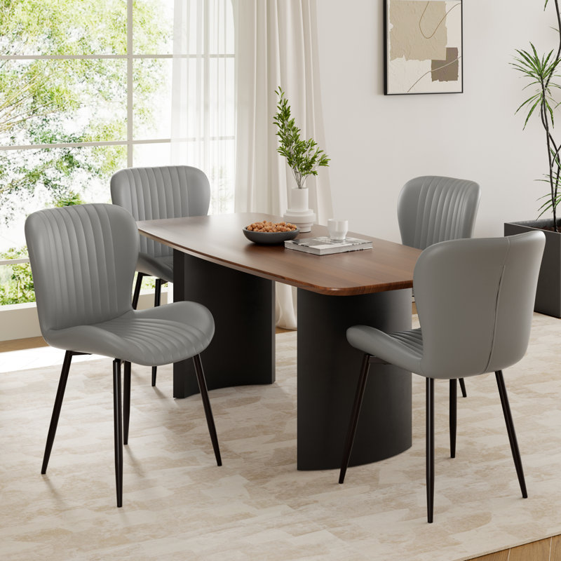Chaise d'appoint rembourrée Modern (ensemble de 4), 4, Gris clair