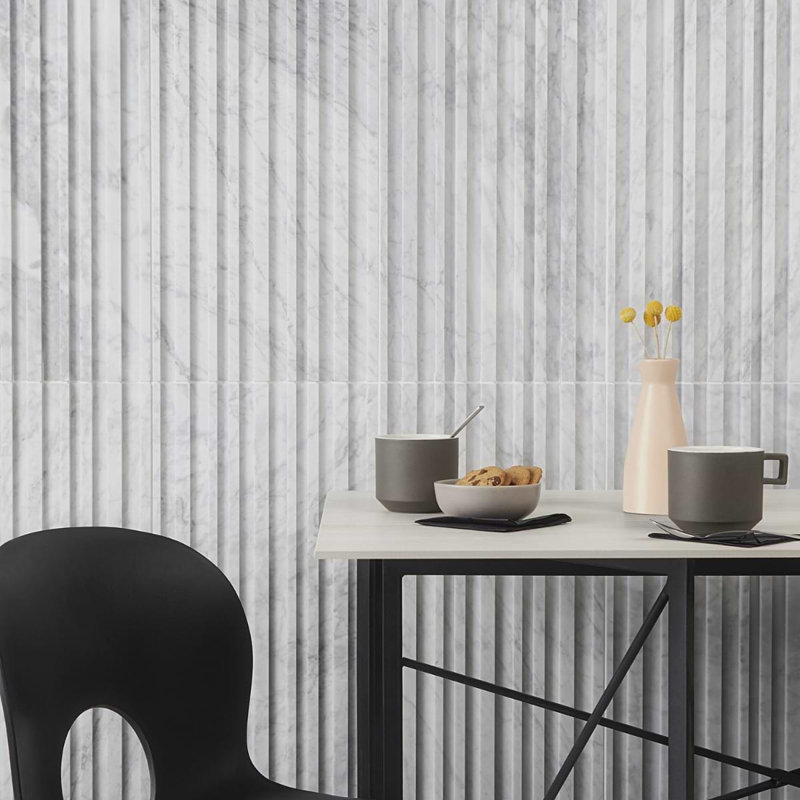 Stonework Carrara White 12x24 Marble Tile, Barcode 3D Polished/Honed