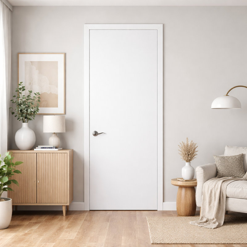 Dalle de porte affleurante à noyau uni apprêté - Conception intemporelle pour les chambres à coucher, les placards et les bureaux à domicile