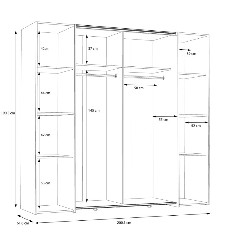 Koran 4 Door Manufactured Wood Wardrobe, Natural/Beige