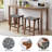 24 Inch Height Bar Stools, Faux Leather Woven Strips Counter Stools Backless Weave Bar Stool, Set Of 2, Walnut+grey-1291651574