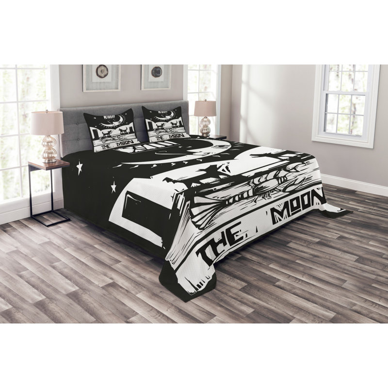 Adyn Black/White Microfiber Bedspread Set, 170 x 220 cm