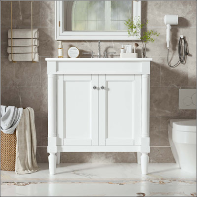 Meuble-lavabo de 30 po avec élégance française et tablette réglable