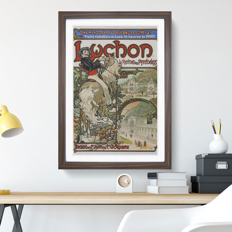 Luchon by Alphonse Mucha - Picture Frame Painting, Walnut Framed, 48cm H x 36cm W x 2cm D