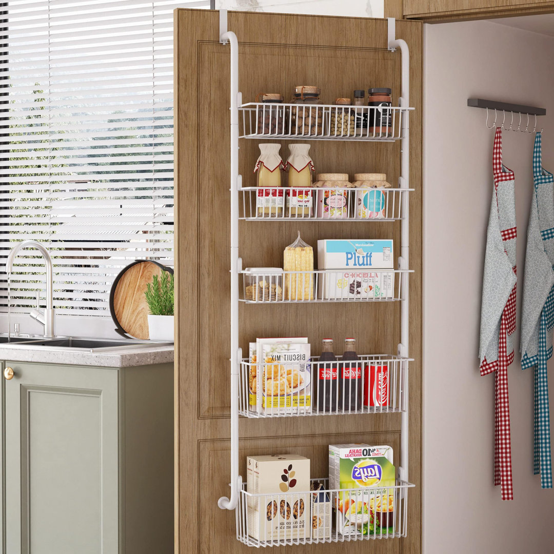 5-Tier Over Door Spice Rack,Hanging Door Storage Kitchen,Over Door Storage Kitchen,Pantry Organizer Metal Hanging Kitchen Spice Rack Can Organizer