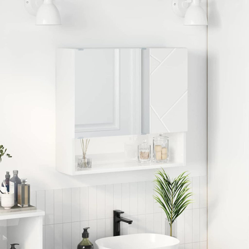 Frame Mounted Bathroom Cabinet, High Gloss White