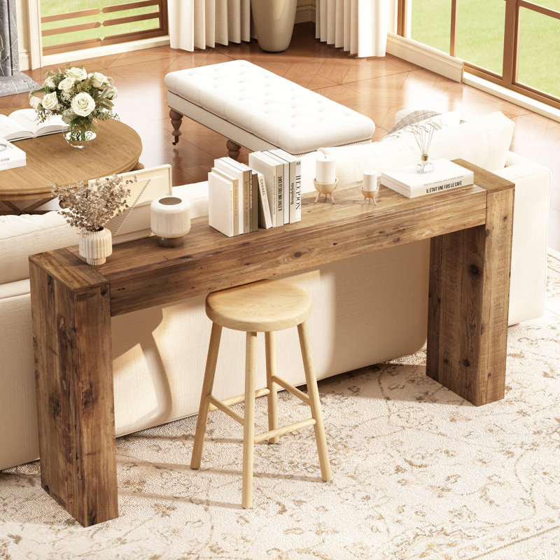 Console 63 po en bois massif récupéré, conception minimaliste à assemblage rapide
