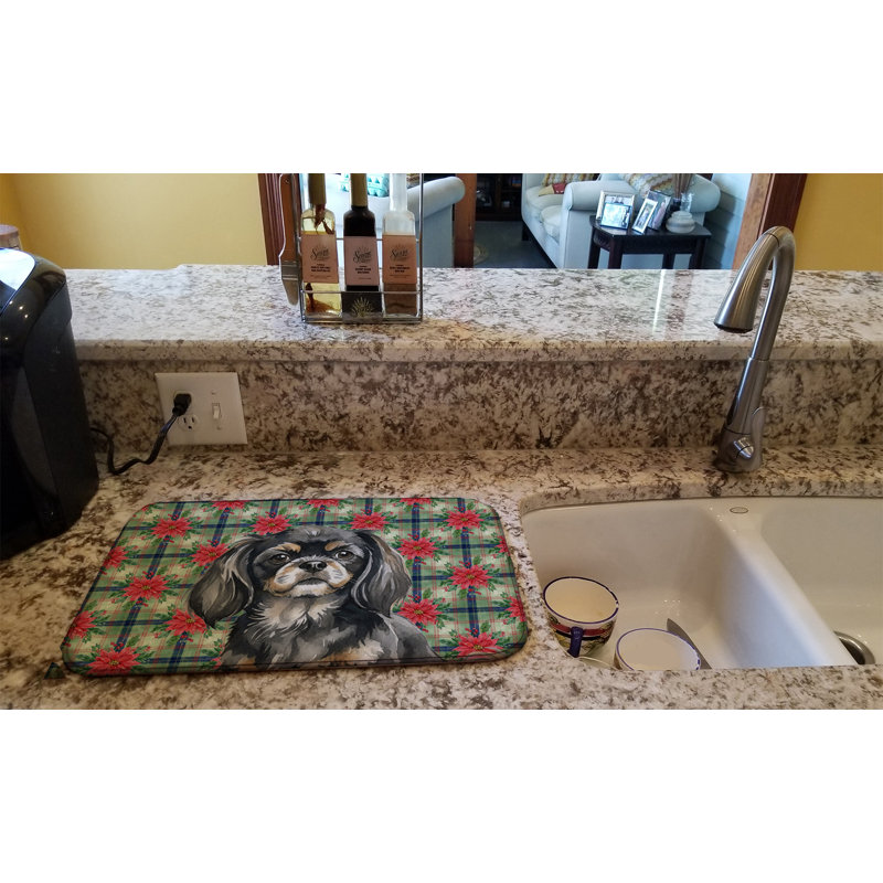Tapis de vaisselle épagneul tibétain noir et brun clair