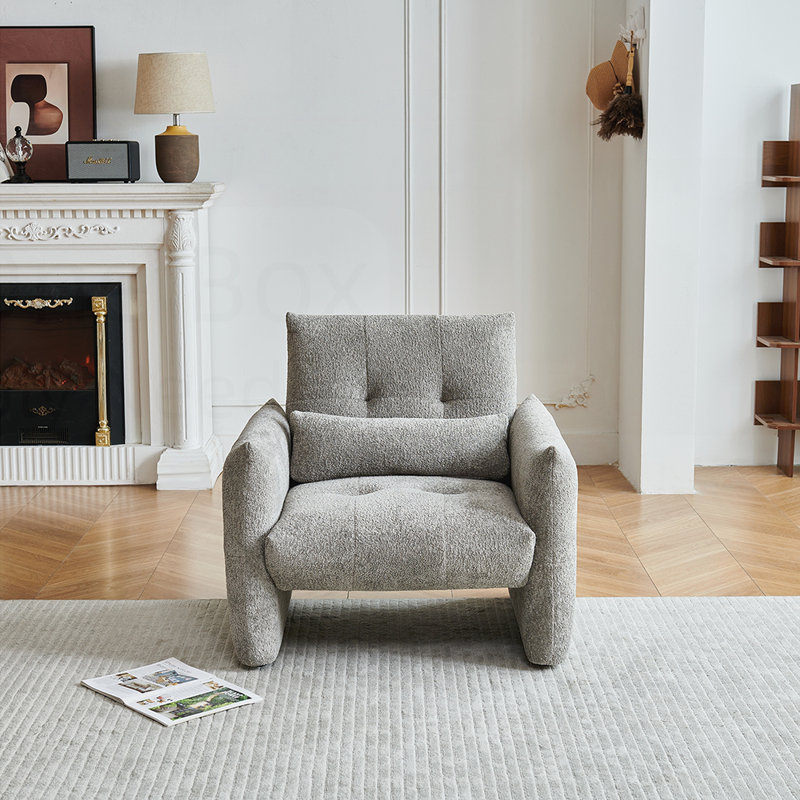 Fauteuil d'appoint chic et capitonné en velours avec coussin lombaire Raindrop