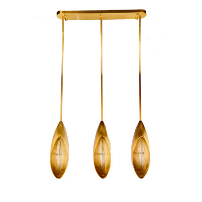 Luminaire suspendu 3 lumières Lilly en laiton texturé et cristal avec corde réglable, l 27,6 po x H 35,4 po, or / noir