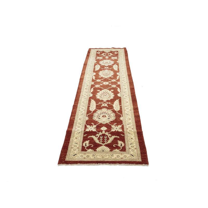 Red Traditional 3X9 Handmade Peshawar Oriental Runner Rug