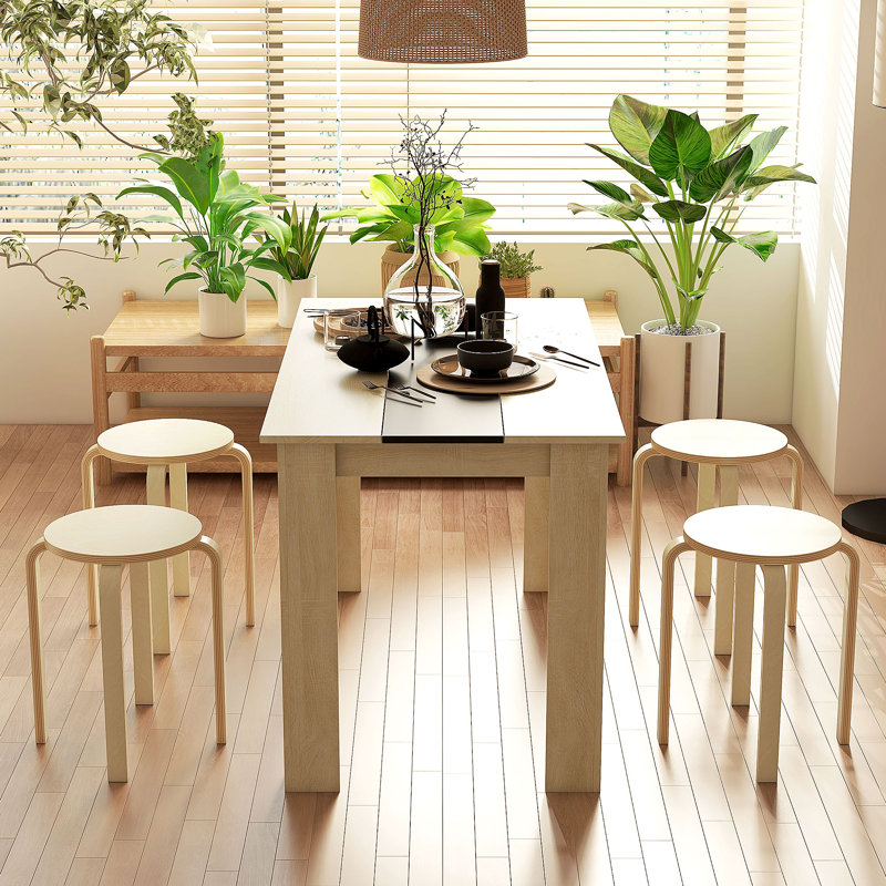 Ensemble de 4 tabourets empilables ronds sans dossier de 18 po pour la cuisine