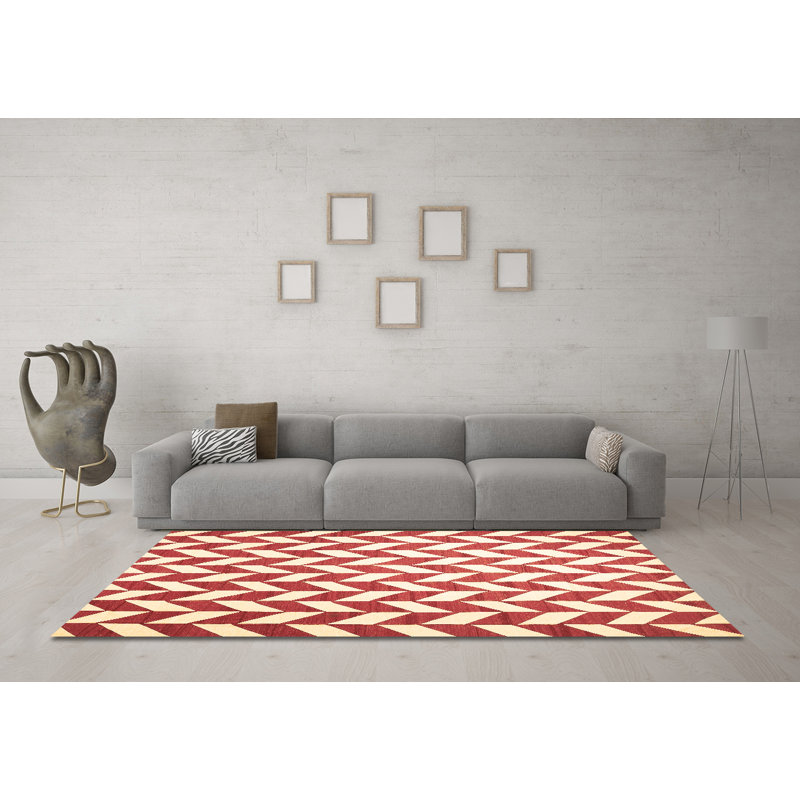 Tapis contemporains brun lavable à la machine 548, Carré 7 pi