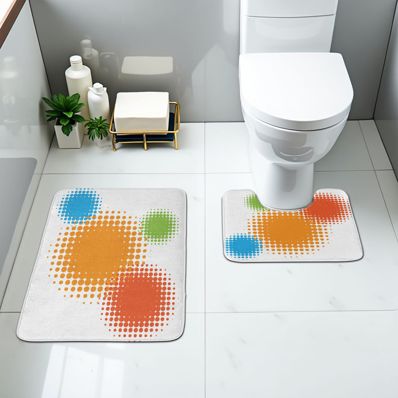 Ensemble de 2 tapis orange orange et bleu