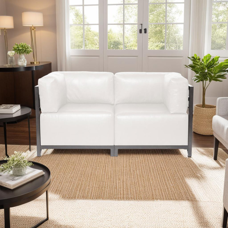 Causeuse Woodsen, Titane, Similicuir blanc