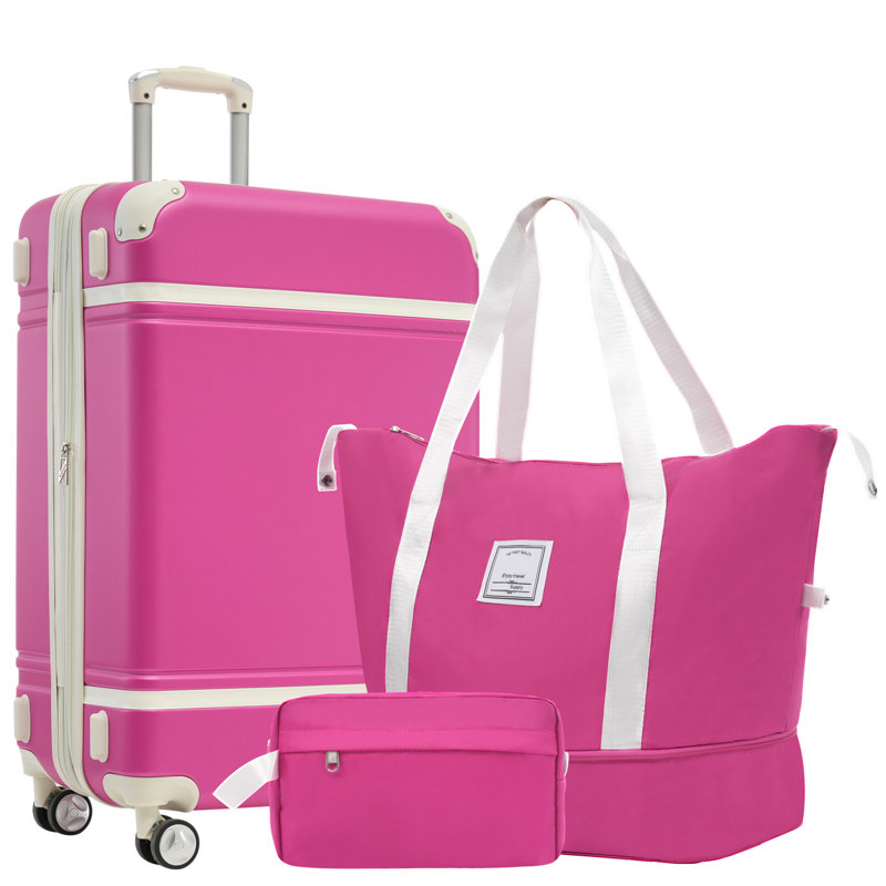 Ensembles de valises rigides avec sacs Valise légère à roulettes doubles avec verrou TSA