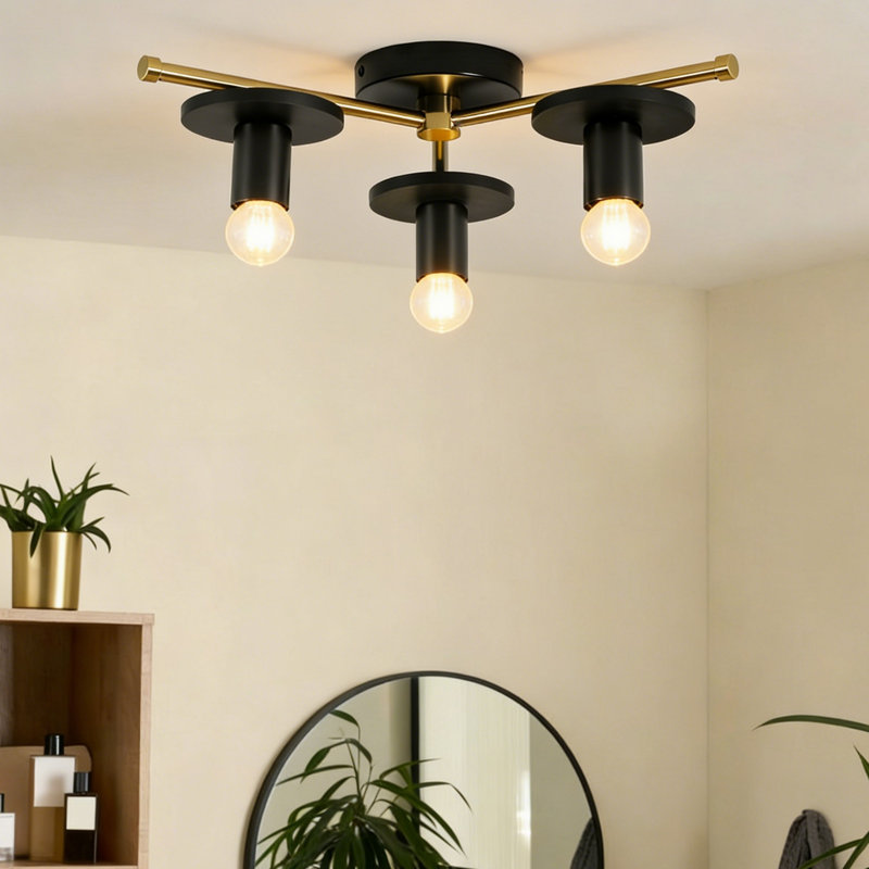 Plafonnier encastré à 3 lumières Rustech , Noir mat