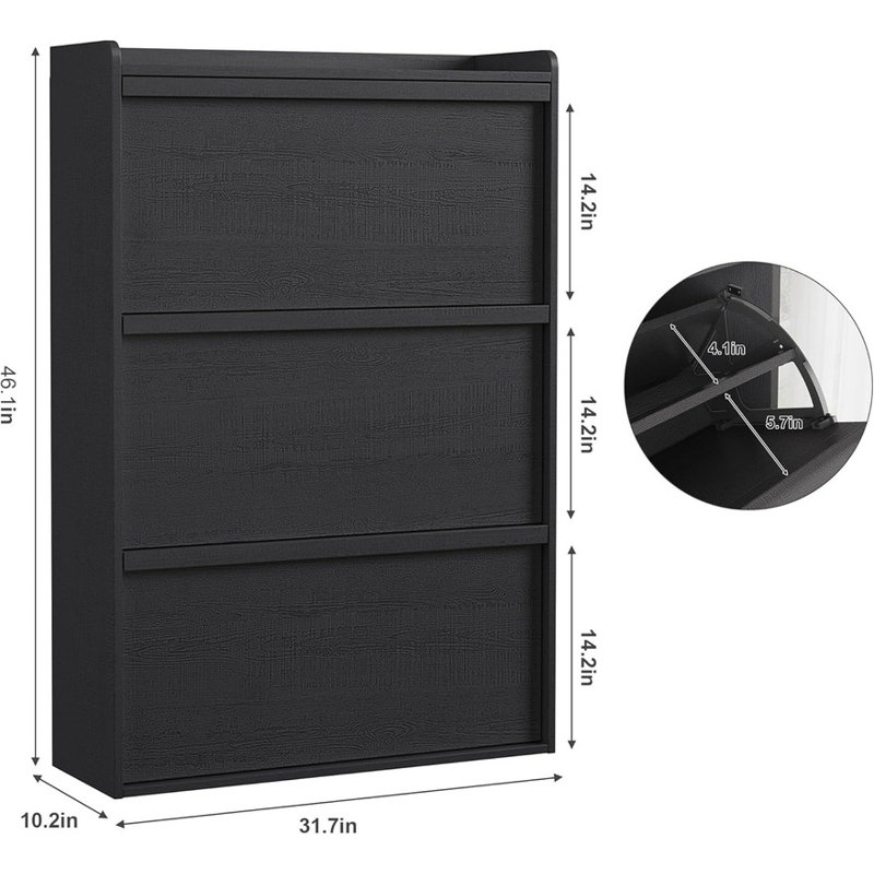 24 Pair Flip Down Shoe Storage, Matte Black
