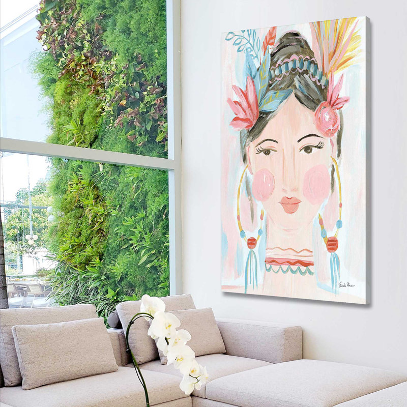 Boho Lady II - peinture, Toile tendue, H 40 po x l 24 po x P 1,5 po