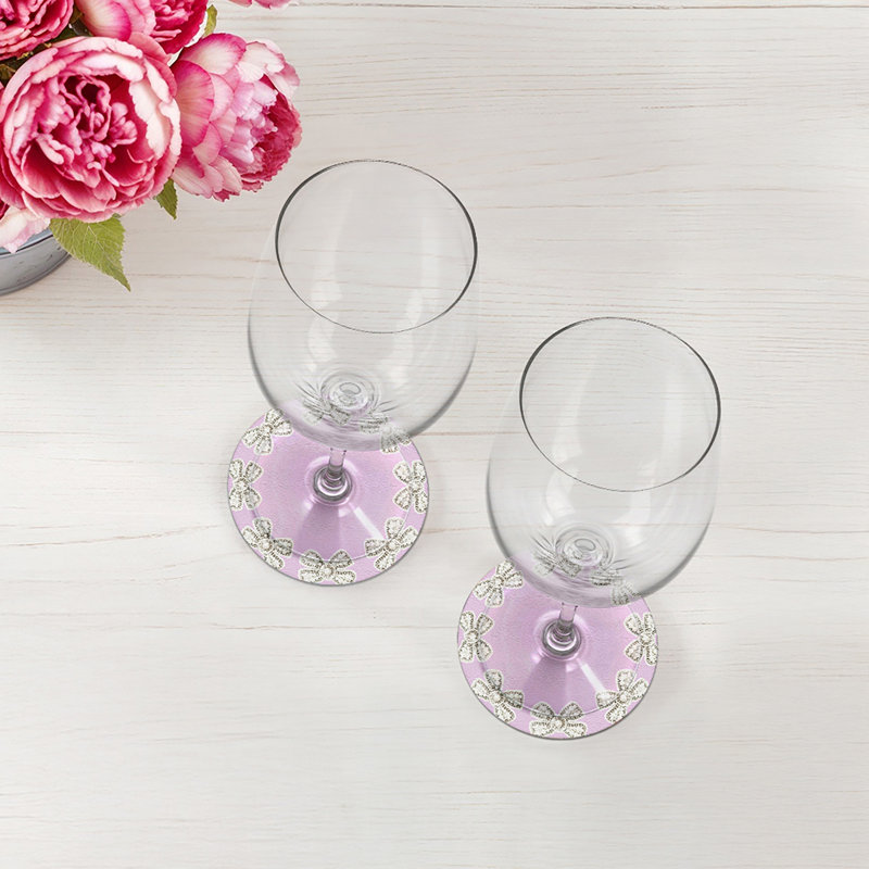 Sous-verres ronds en cuir perlé, Lilas