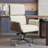 Modern Off White Home Office Chair Upholstered Swivel Task Office Chair High Back