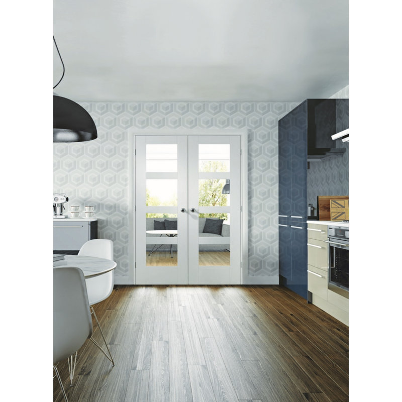 Internal Glazed White Primed Shaker 4 Light, 1981mm H x 306mm W x 35mm D