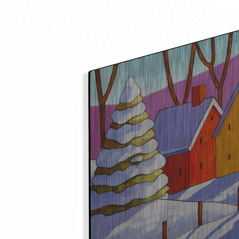  «Snow House View» par Cathy Horvath-Buchanan, art mural en métal, H 12 po x l 16 po