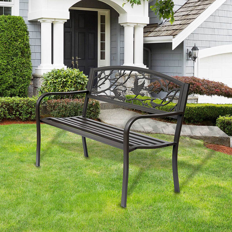 Banc en acier coulé 50 "avec motif animal pour cour