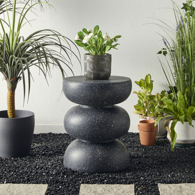 18"H Multi-Functional MGO Faux Terrazzo Garden Stool Or Planter Stand Or Accent Table