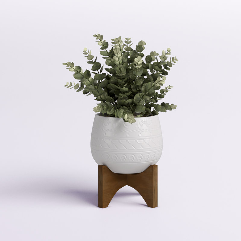 Eucalyptus artificiel 3,5 po en pot, Blanc