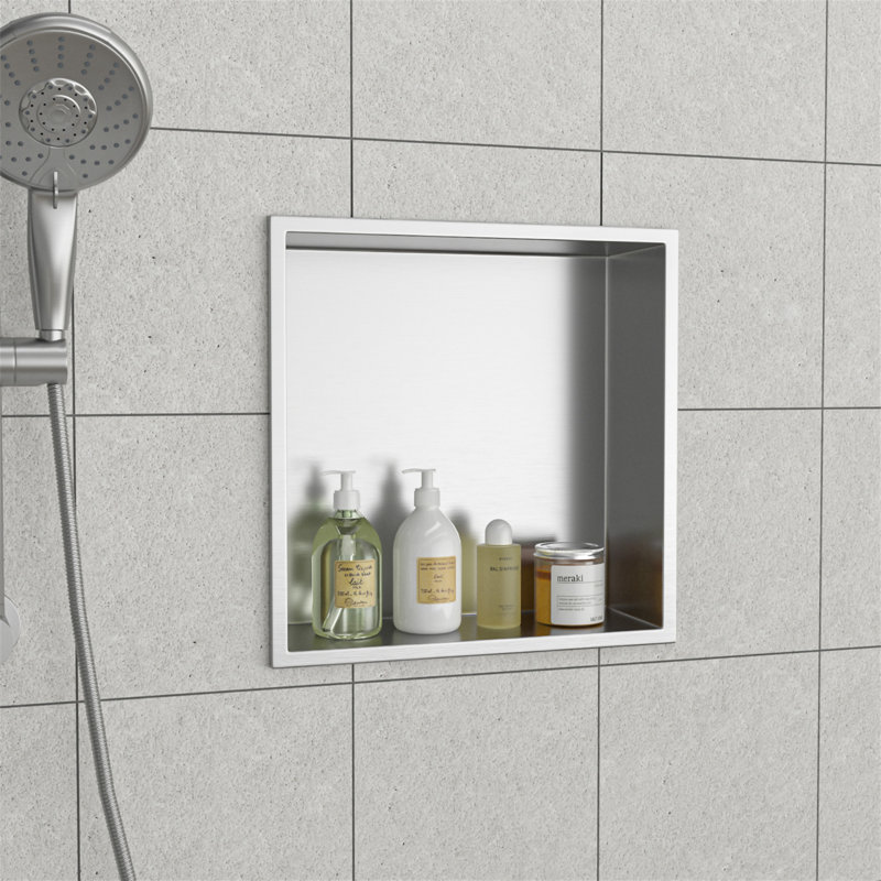Niche de douche en acier inoxydable 12 po x 12 po, Nickel brossé