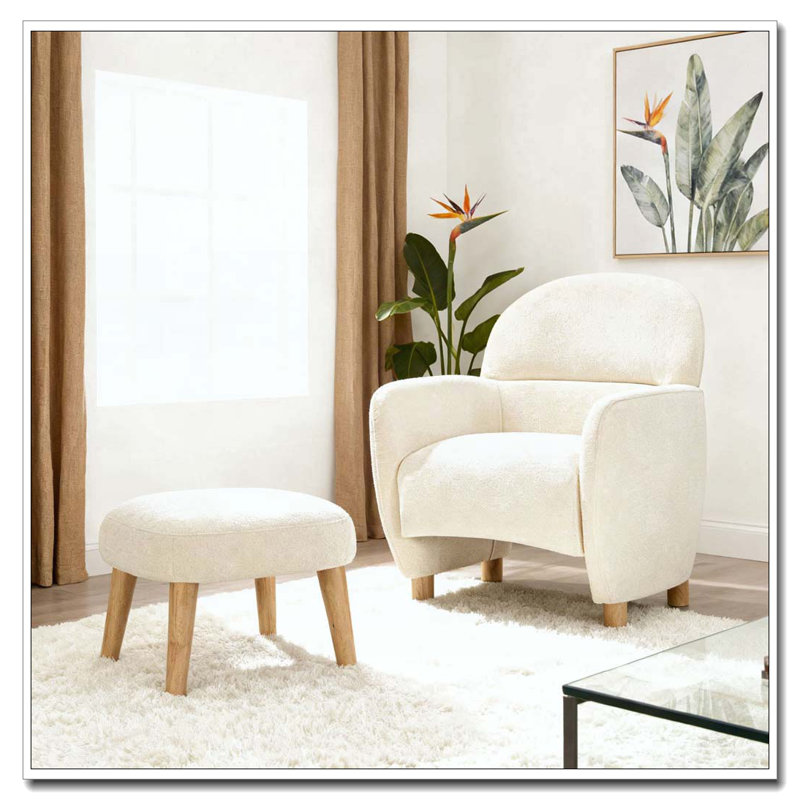 Chaise de loisir rembourrée avec repose-pieds, Blanc