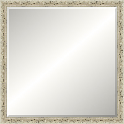 Miroir biseauté ivoire patiné