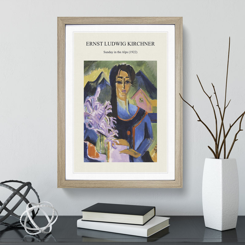Sunday In The Alps by Ernst Ludwig Kirchner - Single Picture Frame Print, Oak Framed, 48cm H x 36cm W x 2cm D