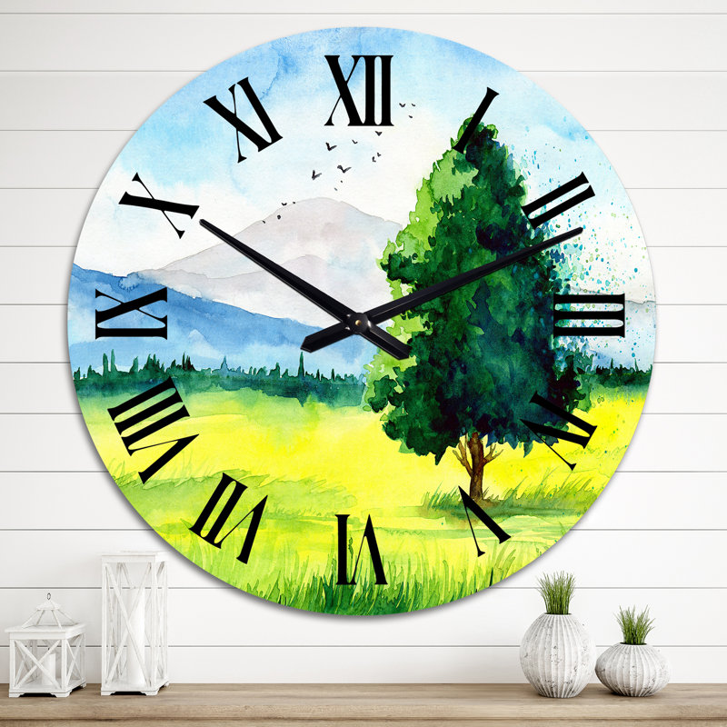 Horloge murale «The Field With The Beautiful Tree», Surdimensionné