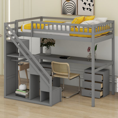 Loft Bed With Two Chest Of Drawers, Desk And Light Strip