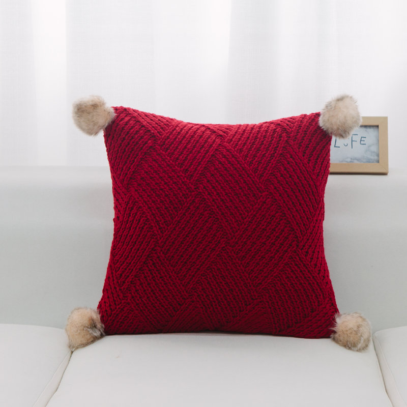 Housse de coussin carrée/insert, Mélange de duvet, Rouge