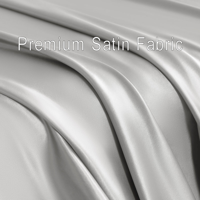 Lustrous Satin Bed Sheet Set Luxury Soft Durable, Silver Gray, King Sheet Set with 2 Pillowcases